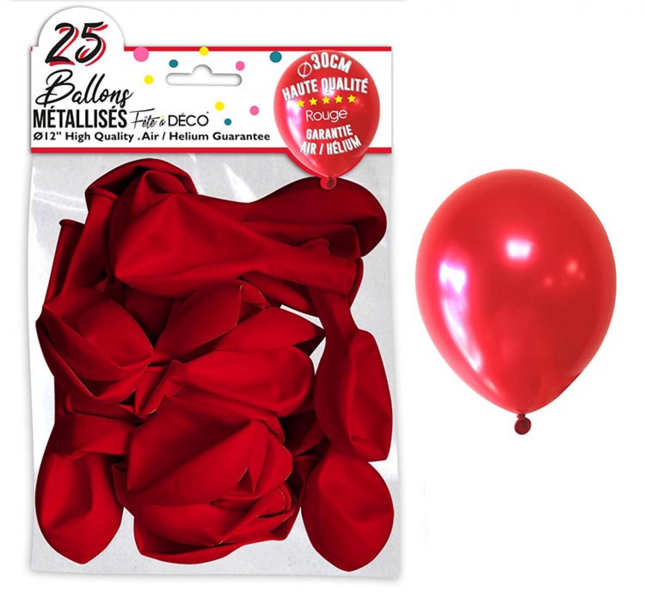 25 rote Metallic-Ballons