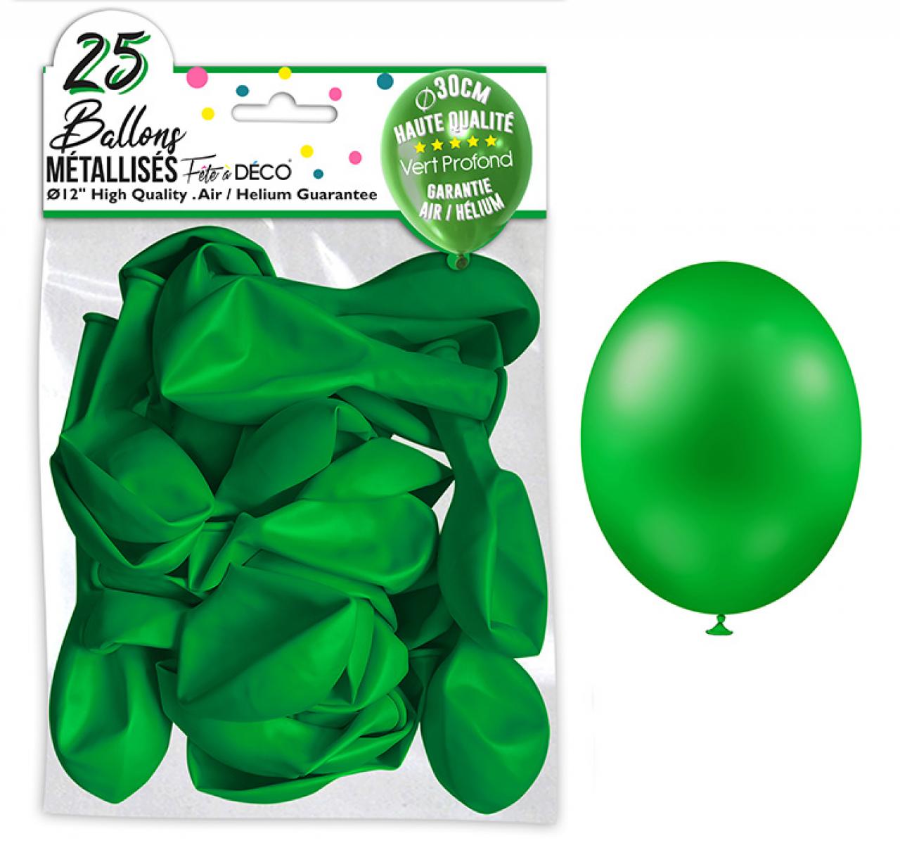 25 tiefgrüne Metallic-Ballons