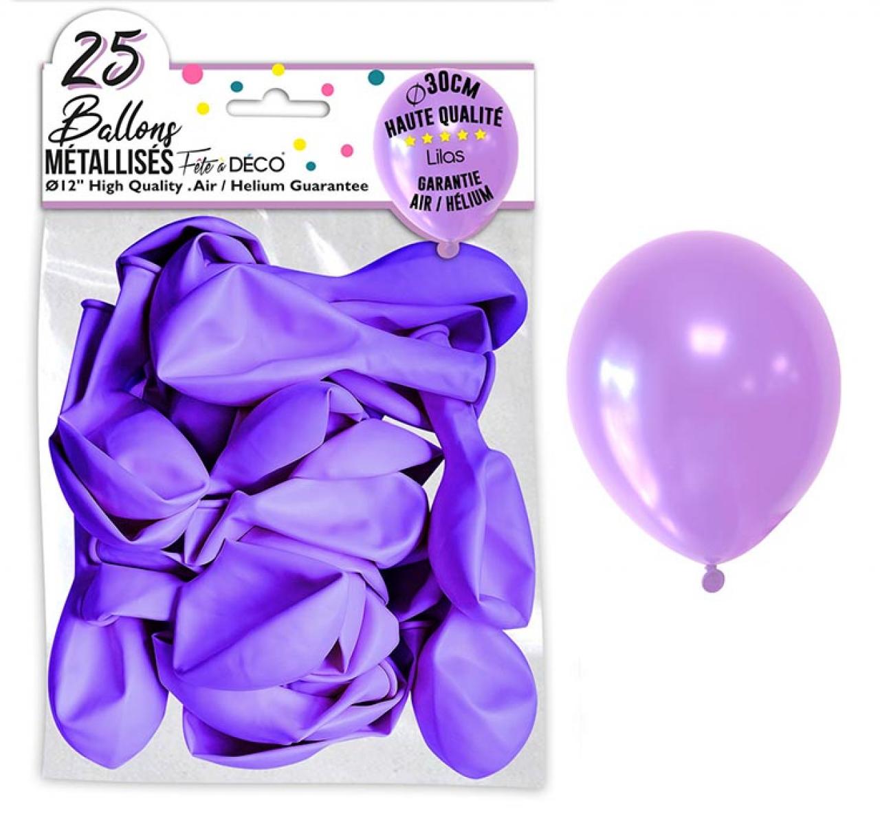 25 metallische Ballons in Lila