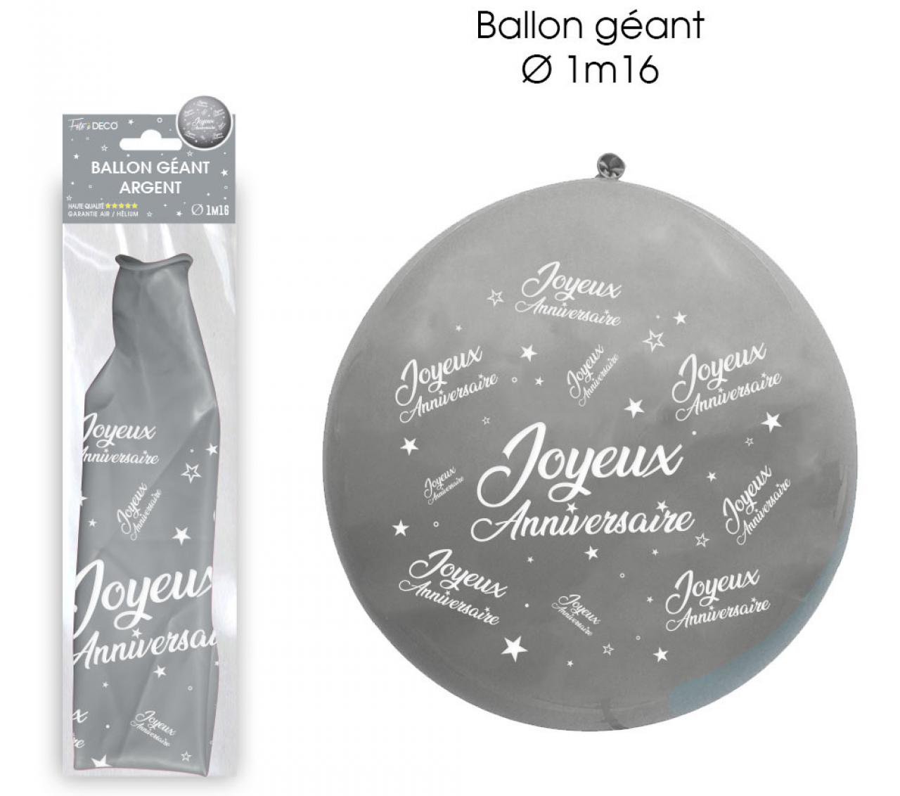 Riesenballon "Happy Birthday" Silber
