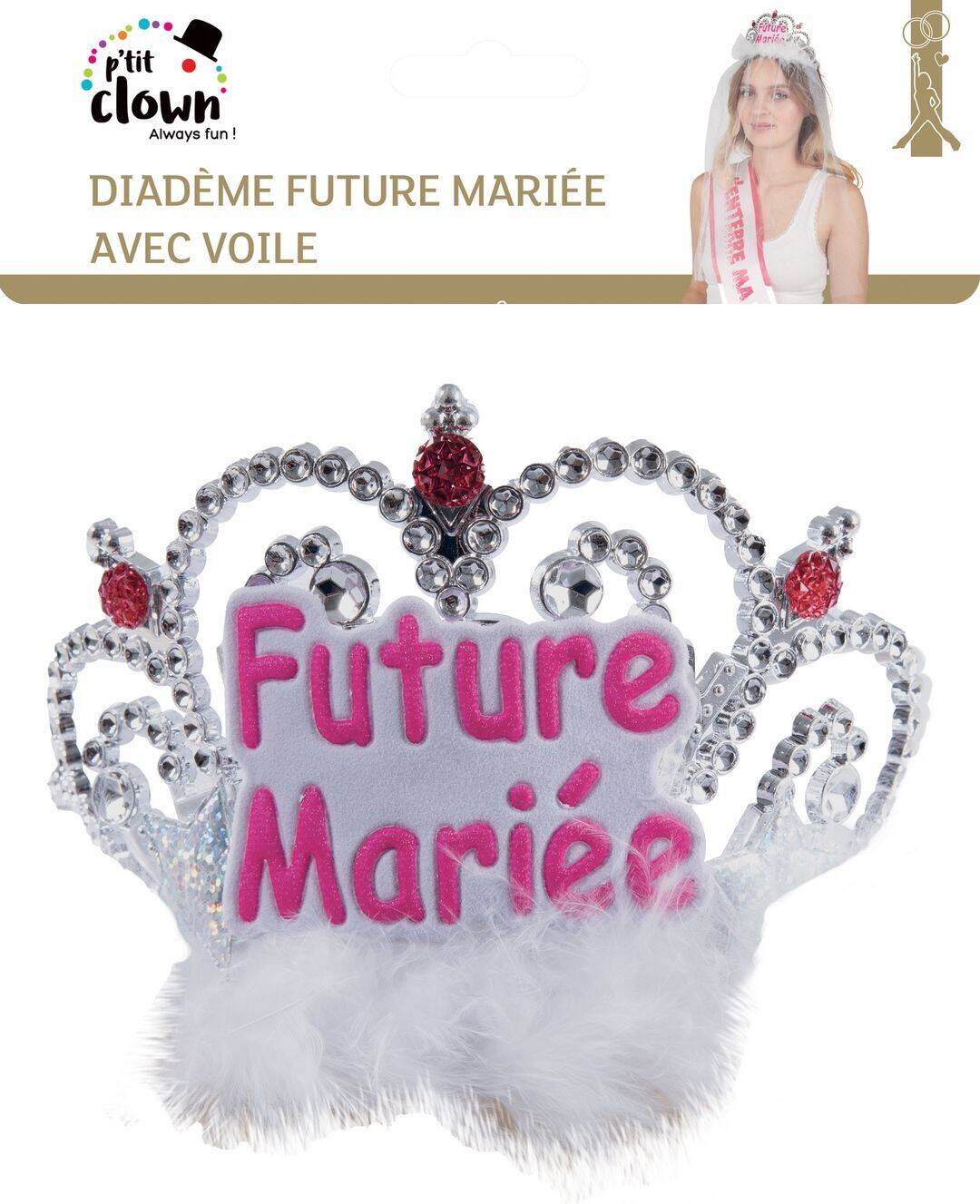 Diadem für die zukünftige Braut mit Schleier - Einheitsgröße