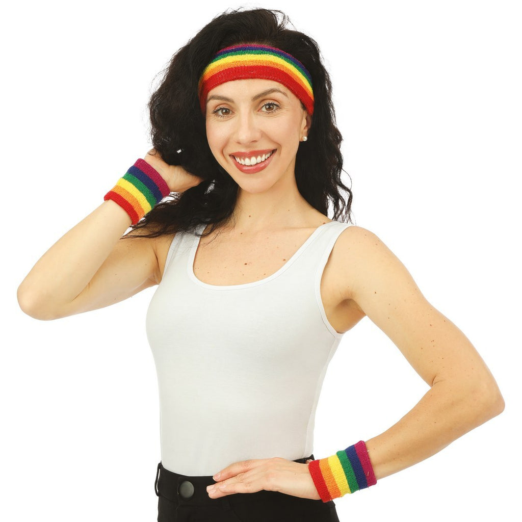 Set bandeau et poignets - arc-en-ciel