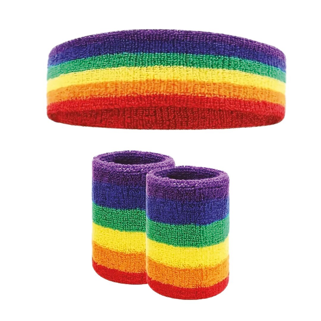 Set bandeau et poignets - arc-en-ciel