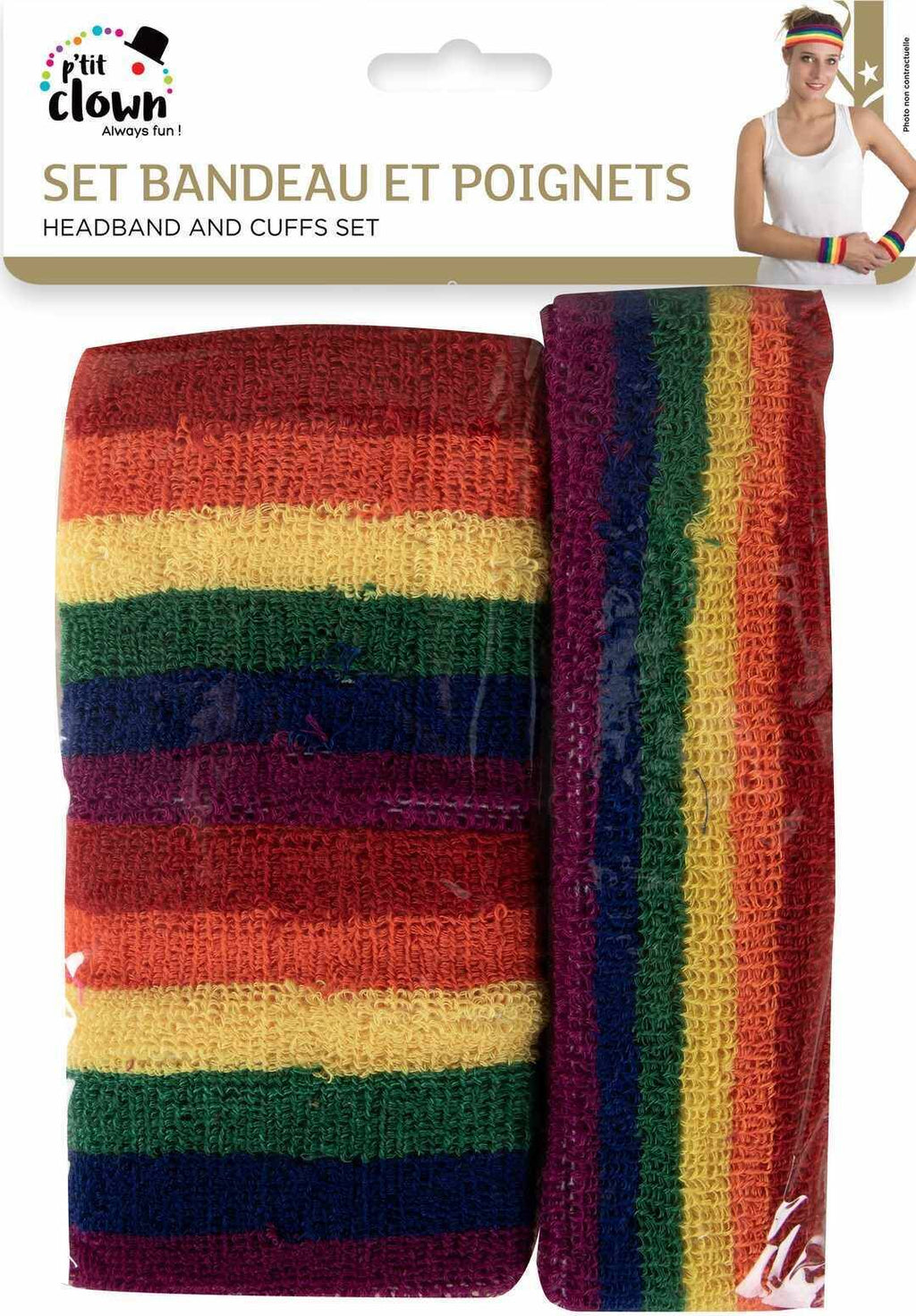 Set bandeau et poignets - arc-en-ciel