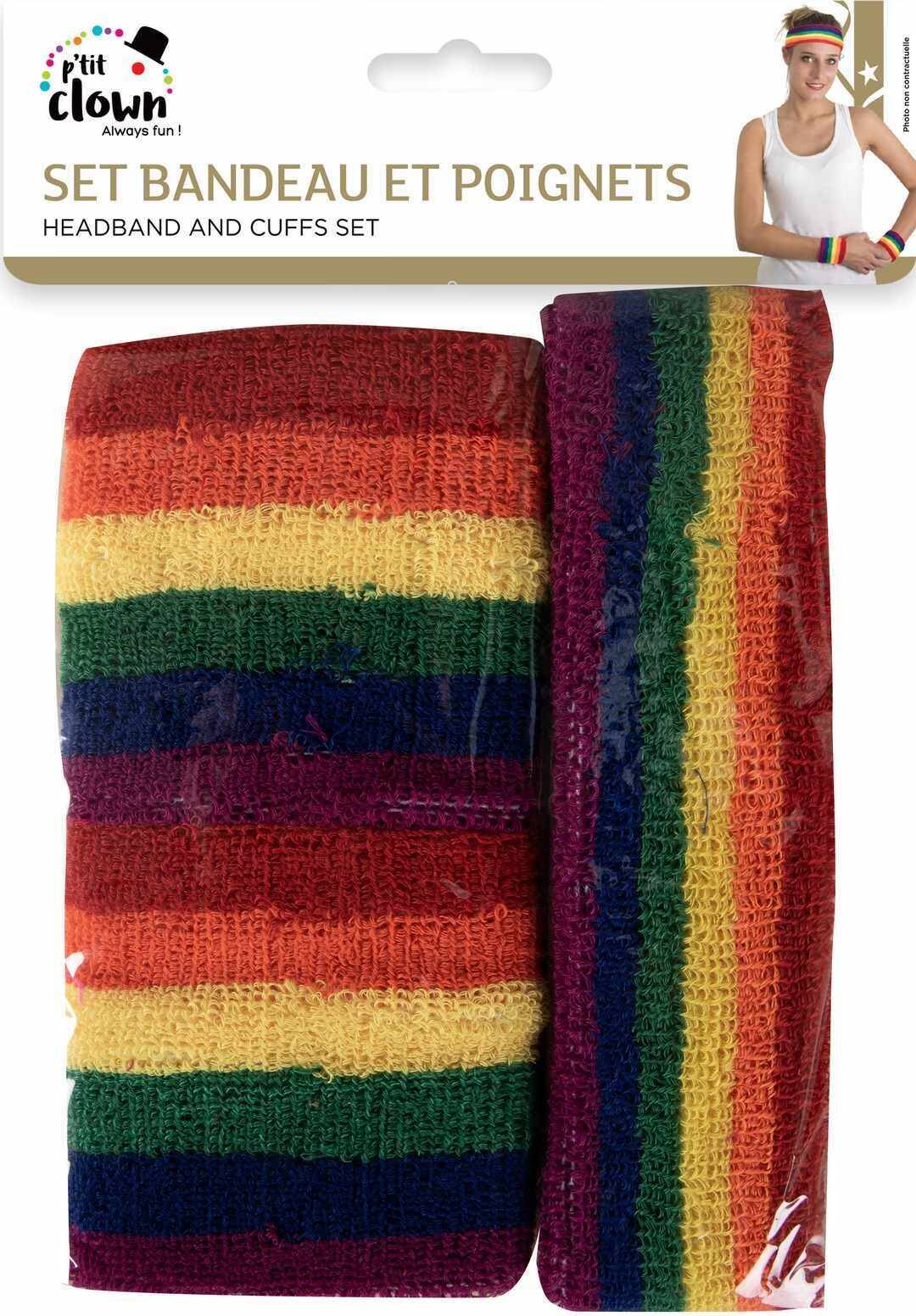 Set bandeau et poignets - arc-en-ciel