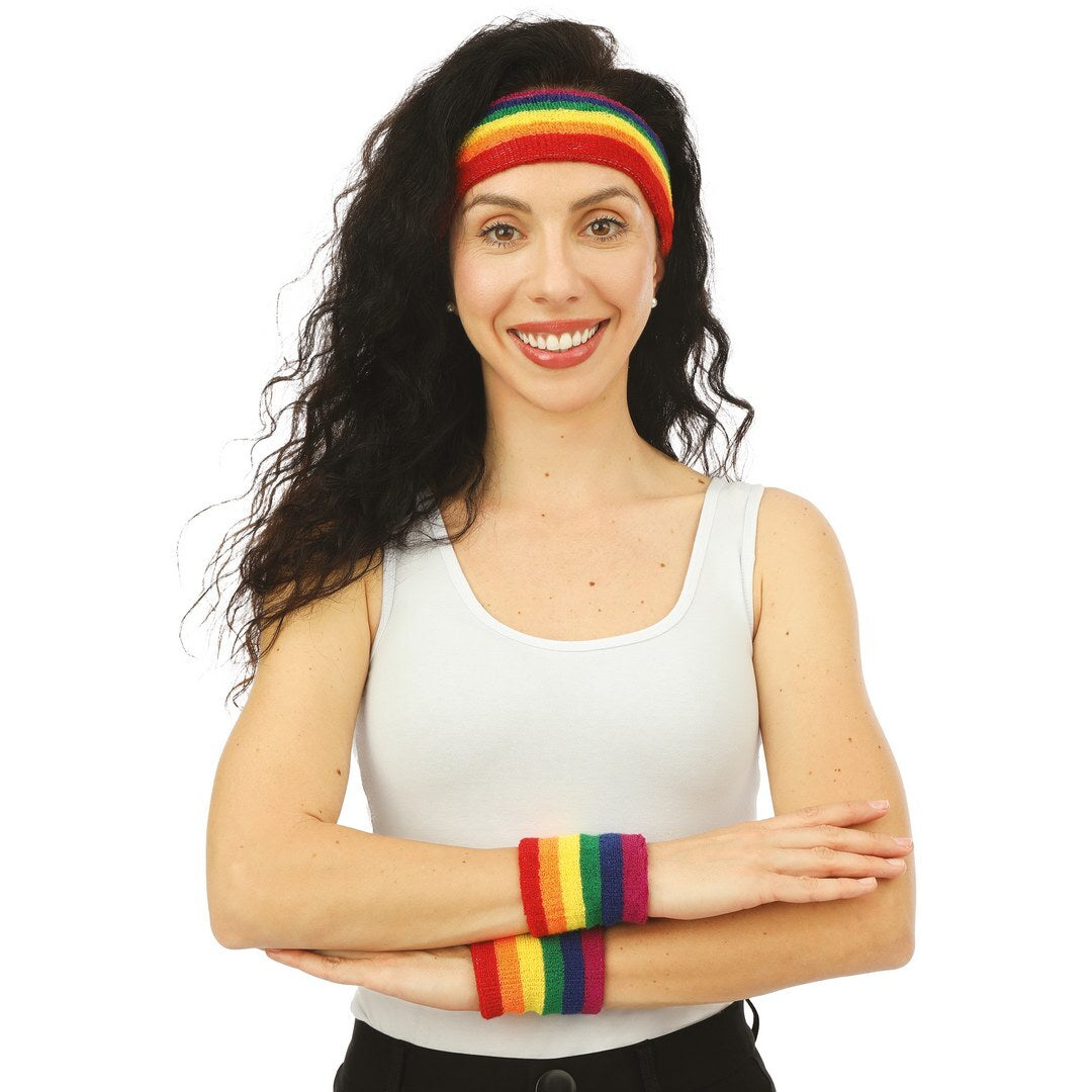 Set bandeau et poignets - arc-en-ciel