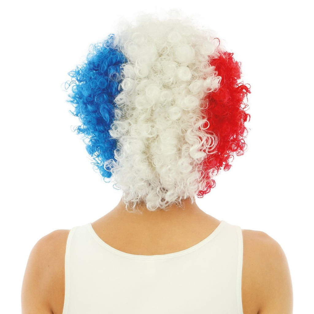 Short curly wig - blue, white, red