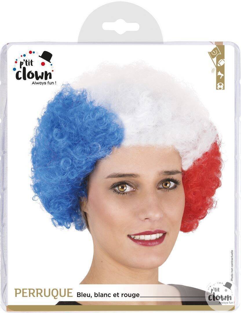Short curly wig - blue, white, red