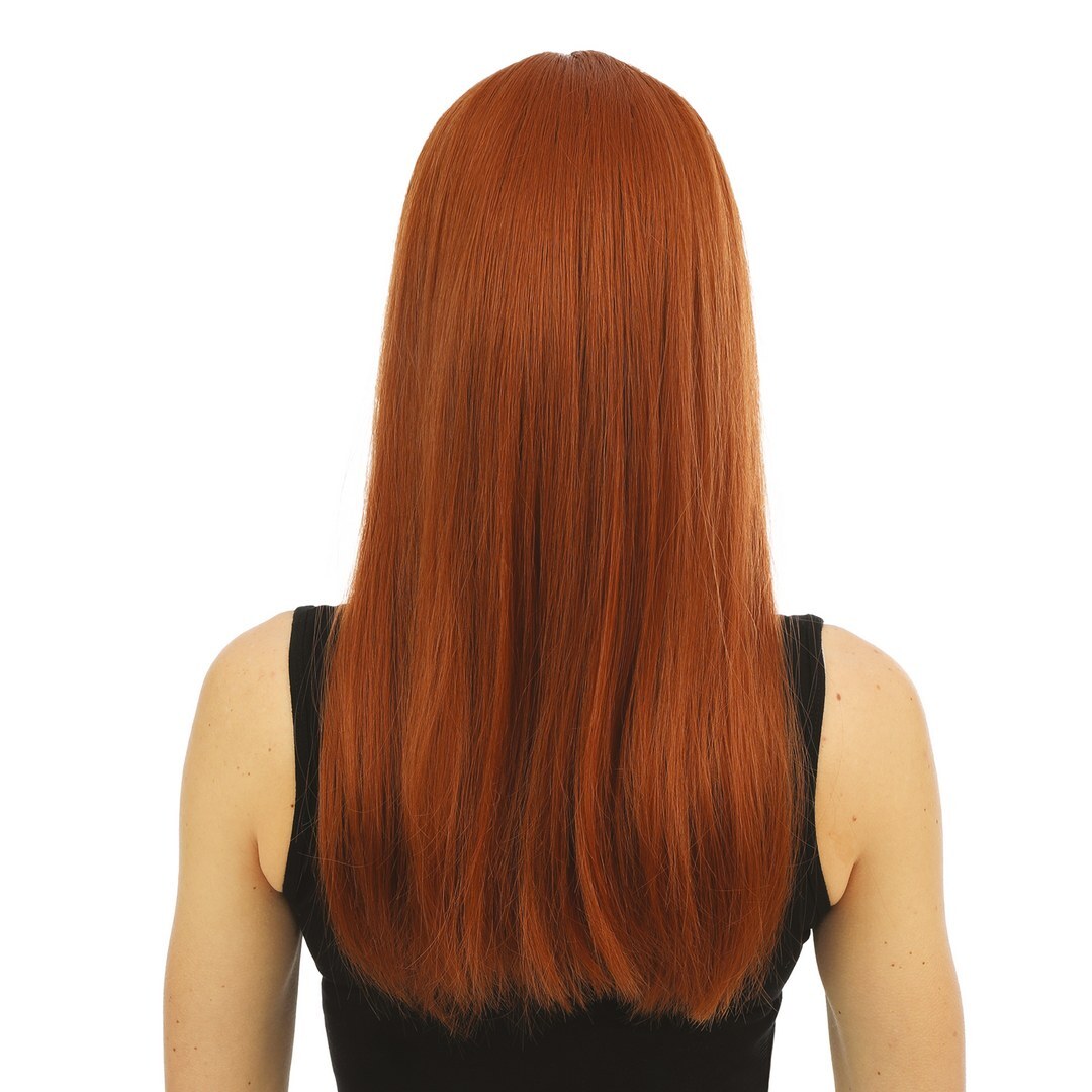Perruque longue raide - roux - 60 cm