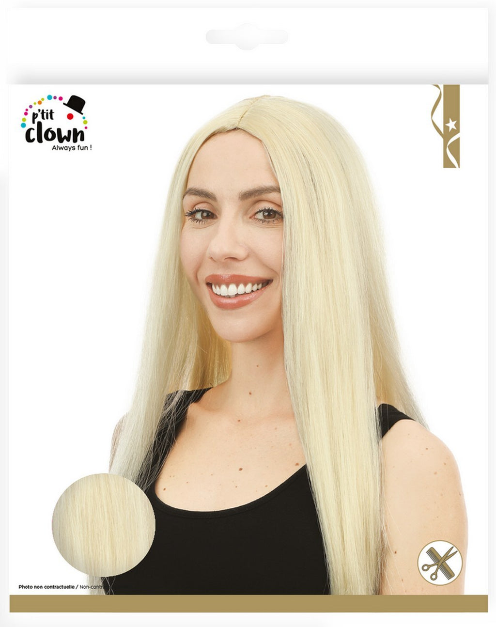Perruque longue raide - blond - 60 cm