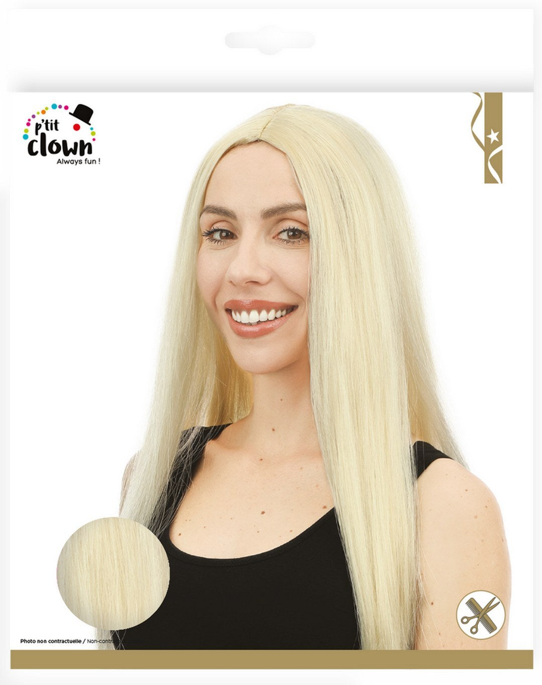 Perruque longue raide - blond - 60 cm