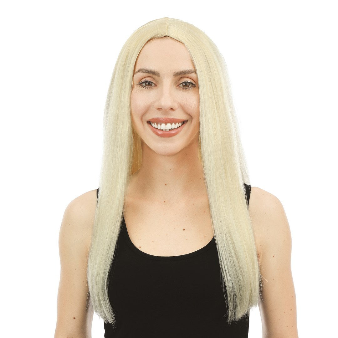 Perruque longue raide - blond - 60 cm