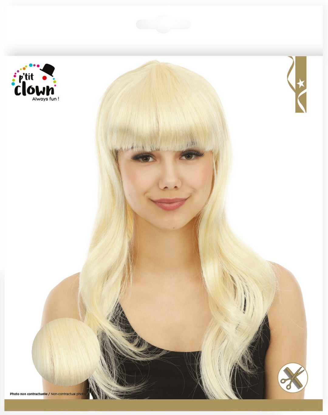Lange, glatte Perücke mit Pony - blond