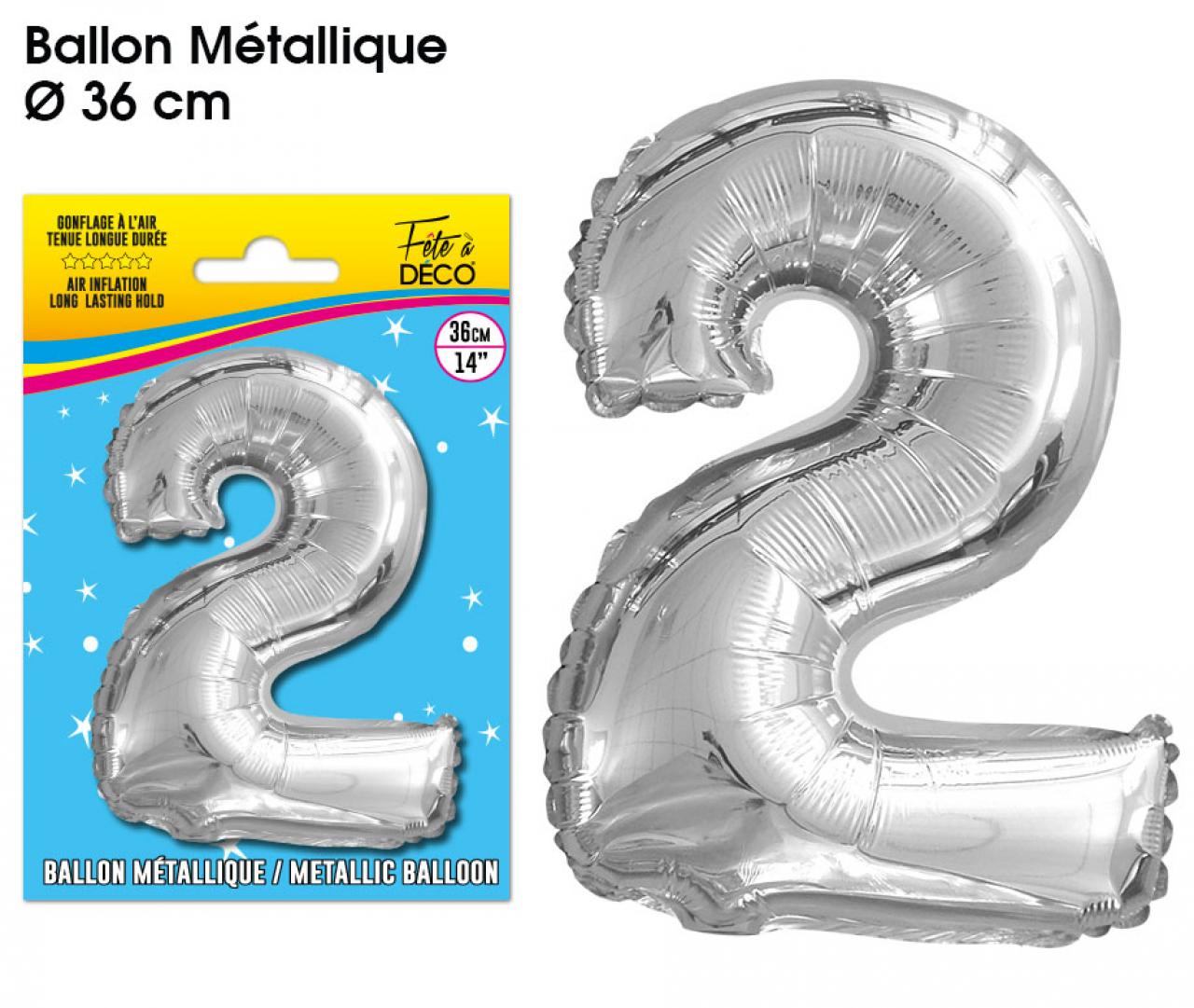 Folienballon Silber Zahl 2