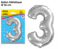 Ballon métallique Argent Chiffre 3