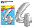 Silberner Metallic-Ballon Zahl 4