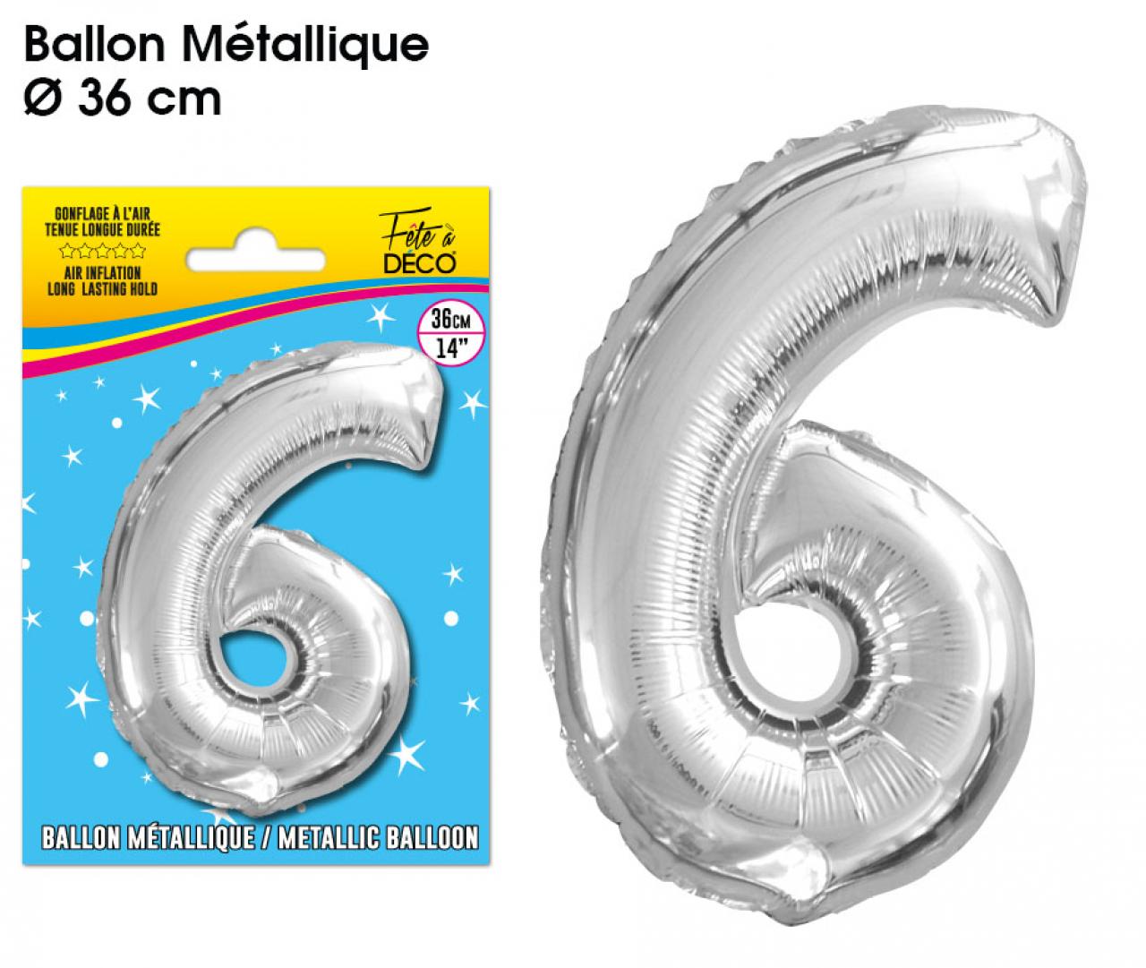 Folienballon Silber Zahl 6