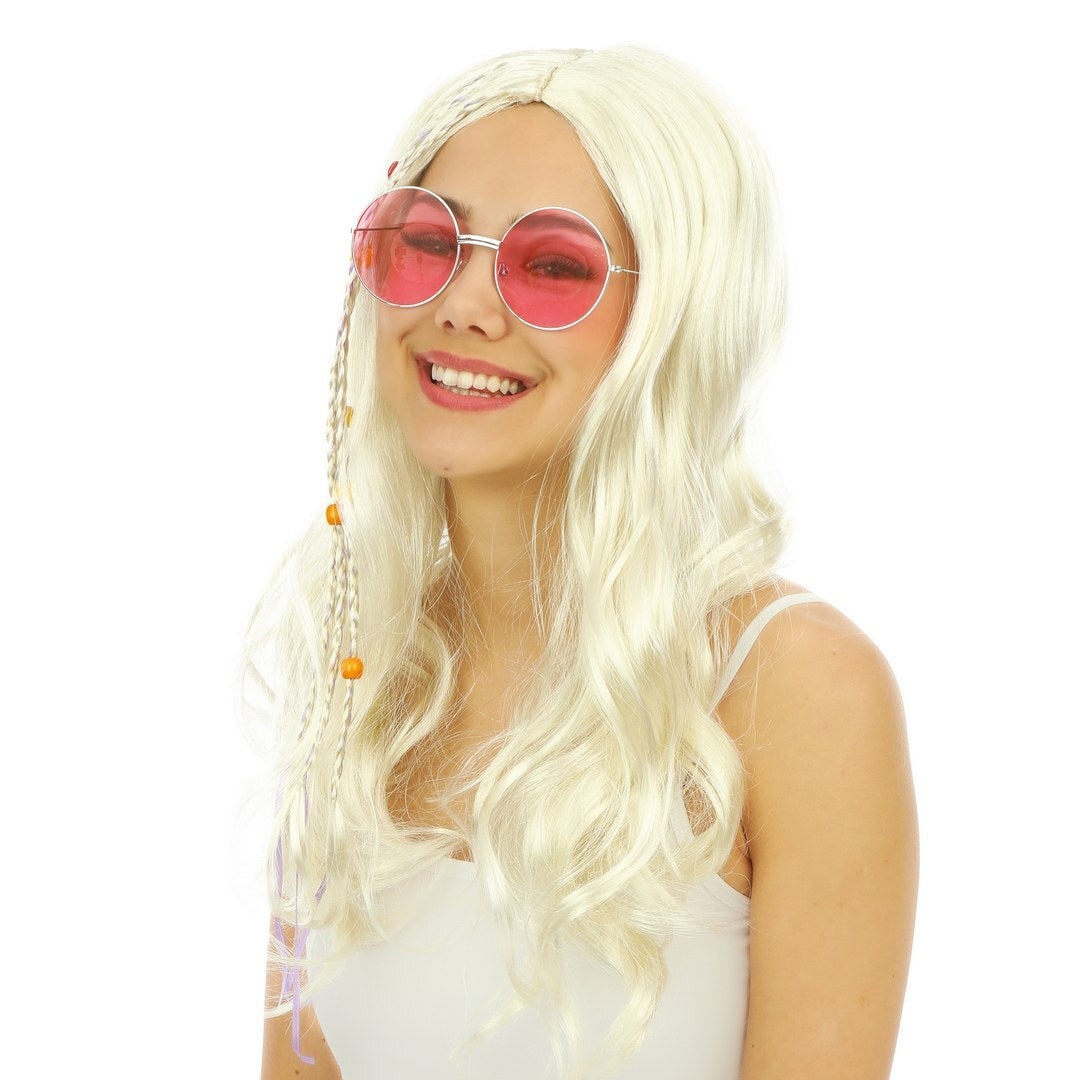 Glatthaar-Hippie-Perücke - blond