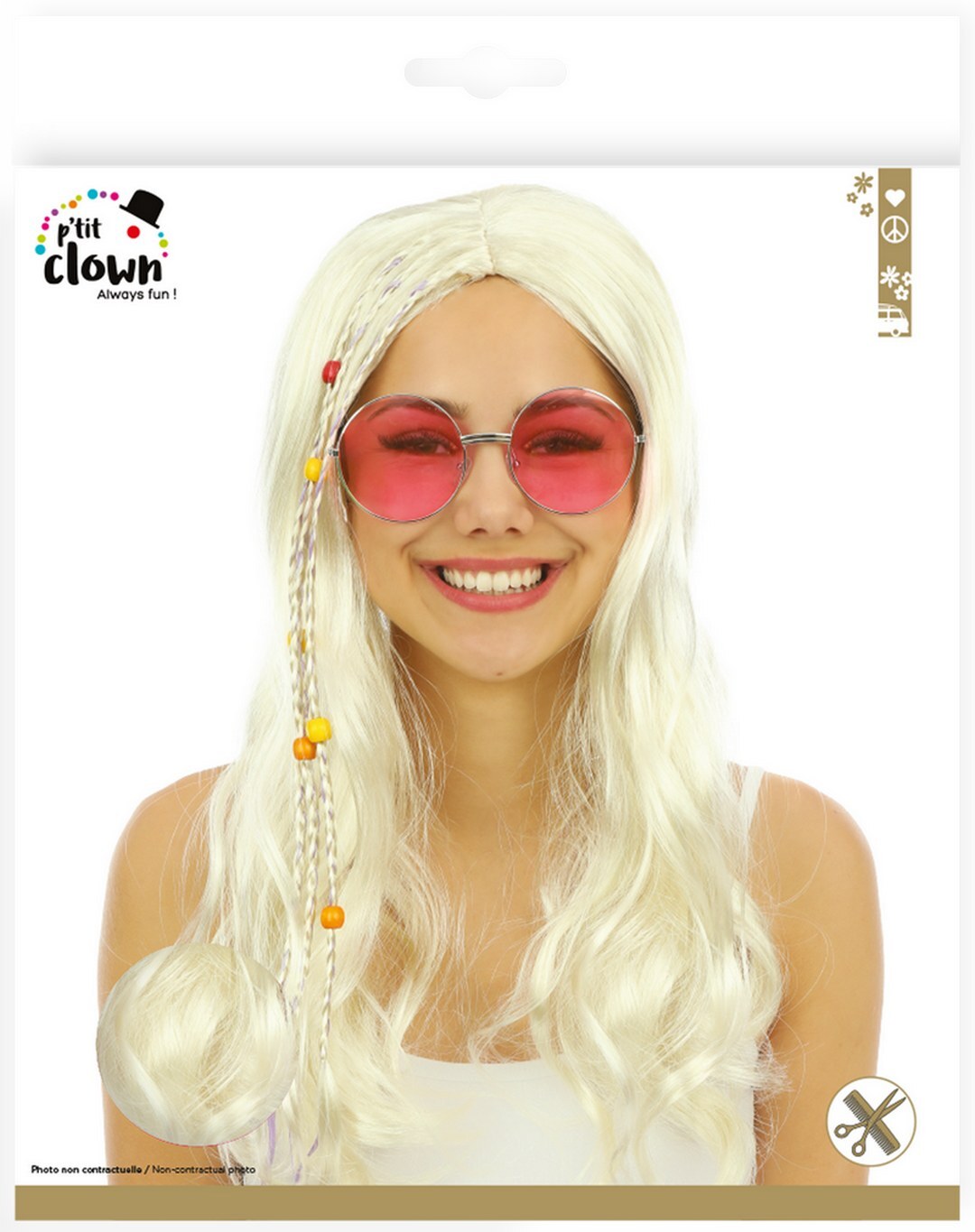 Glatthaar-Hippie-Perücke - blond