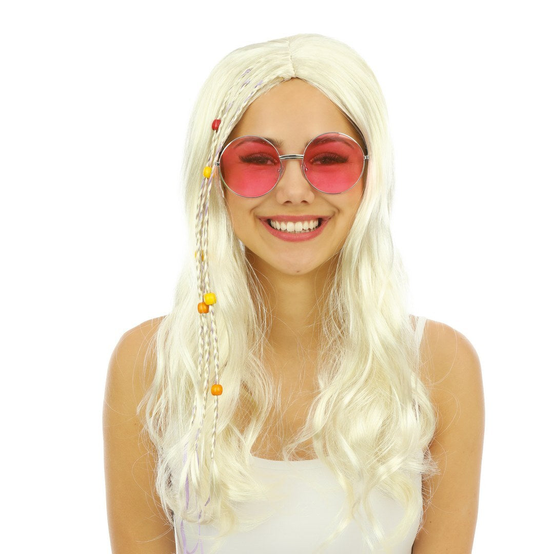 Glatthaar-Hippie-Perücke - blond