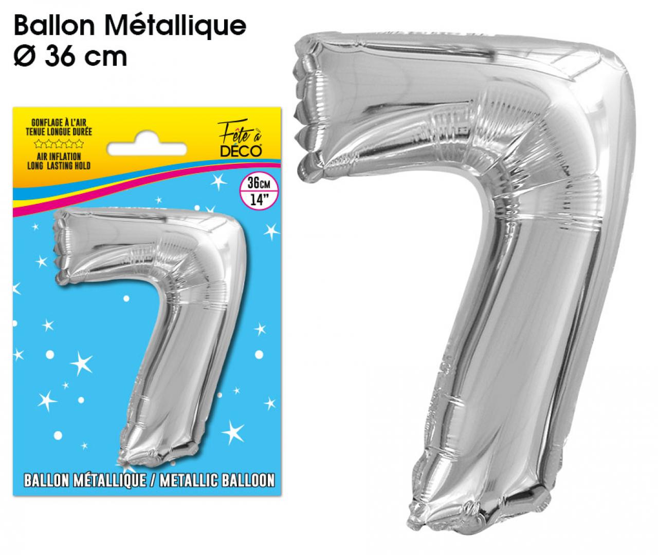 Ballon métallique Argent Chiffre 7
