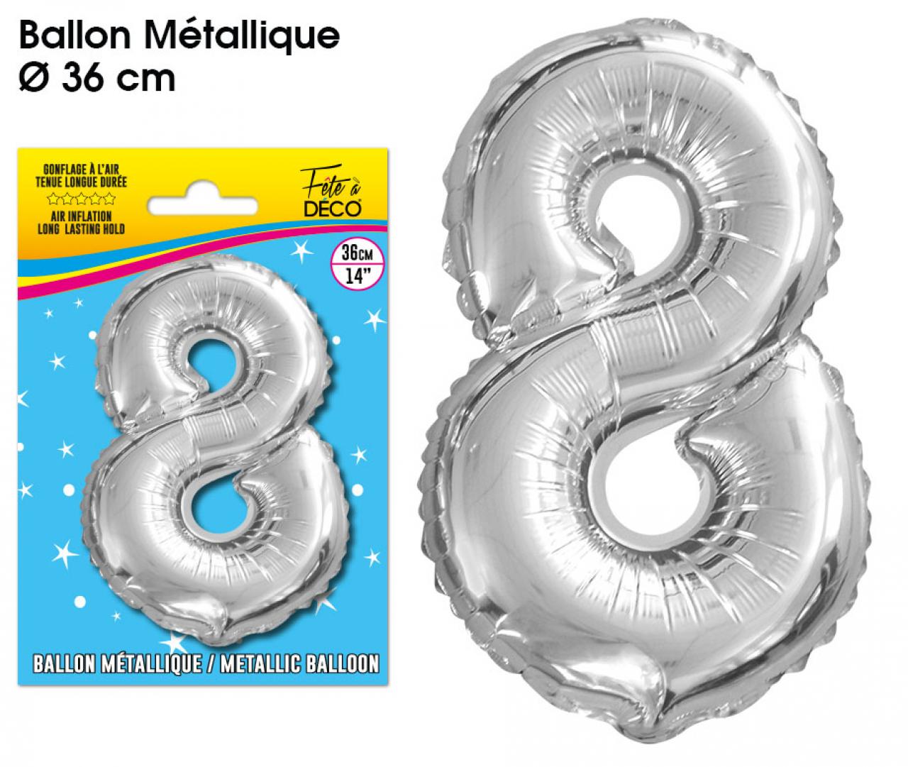 Folienballon Silber Zahl 8