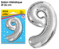 Ballon métallique Argent Chiffre 9