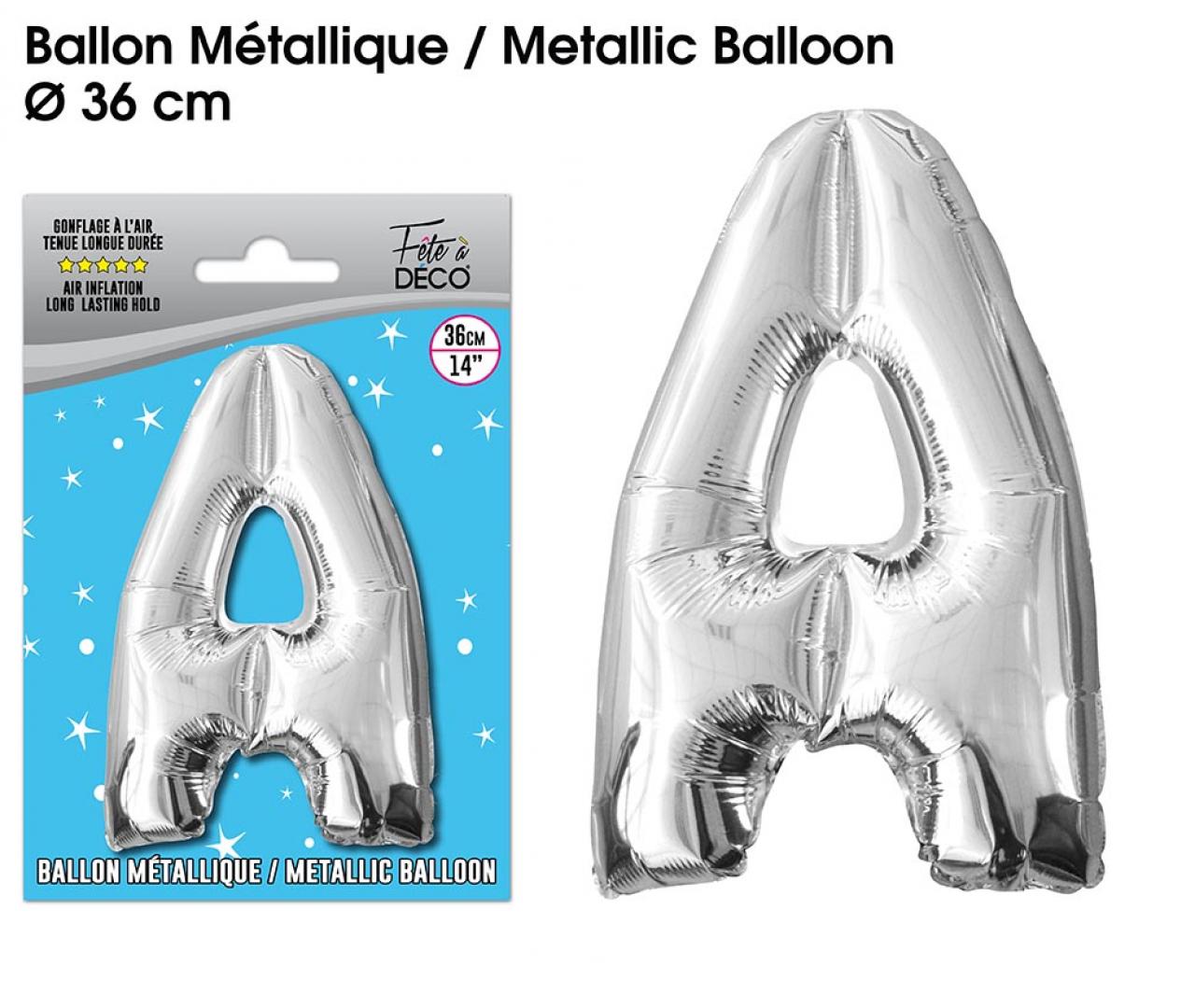 Ballon métallique Argent Lettres A