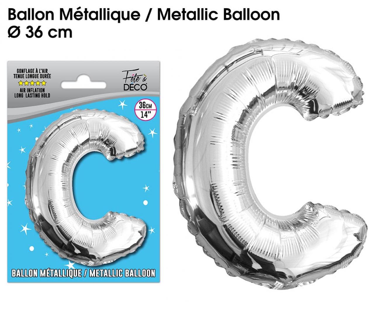 Ballon métallique Argent Lettres C