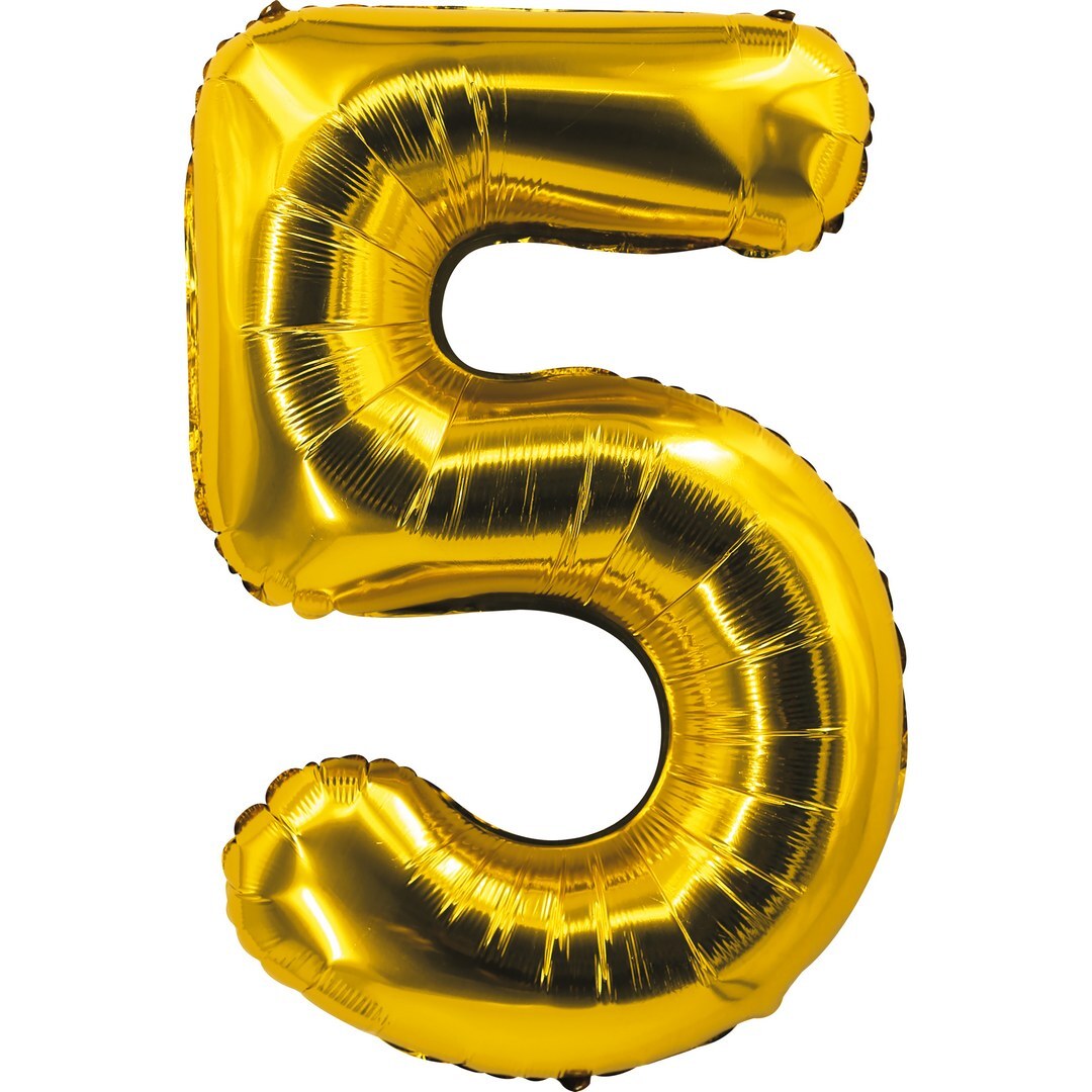 Folienballon - 88 cm - Gold - Ziffer 5