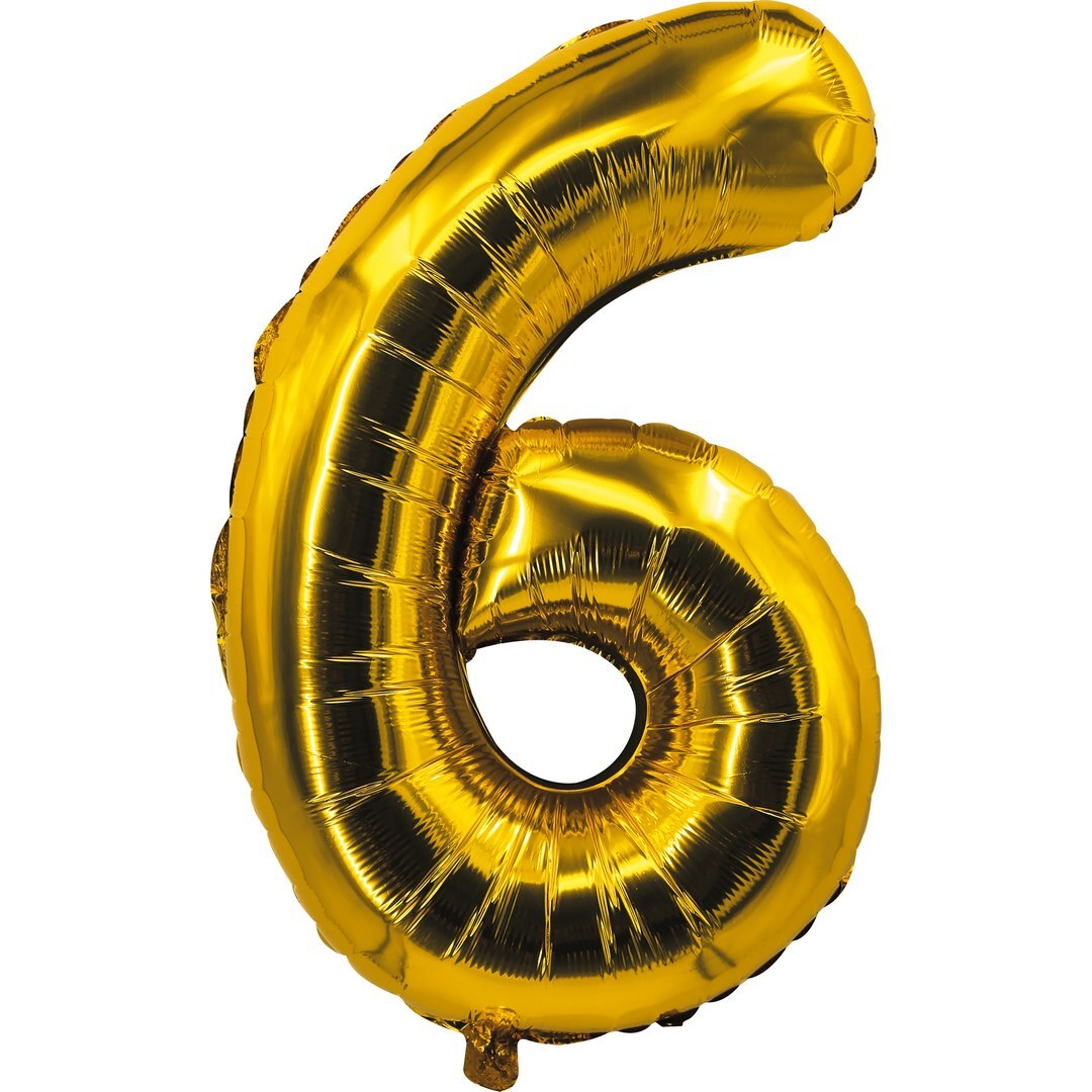 Folienballon - 88 cm - Gold - Zahl 6