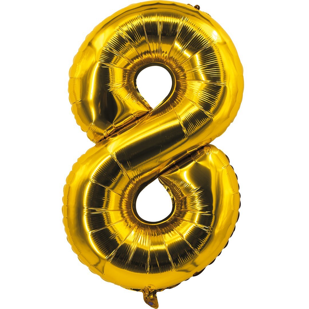Ballon aluminium - 88 cm - or - chiffre 8