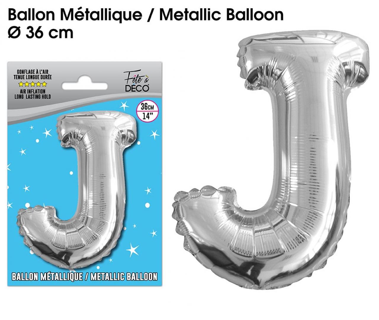 Ballon métallique Argent Lettres J