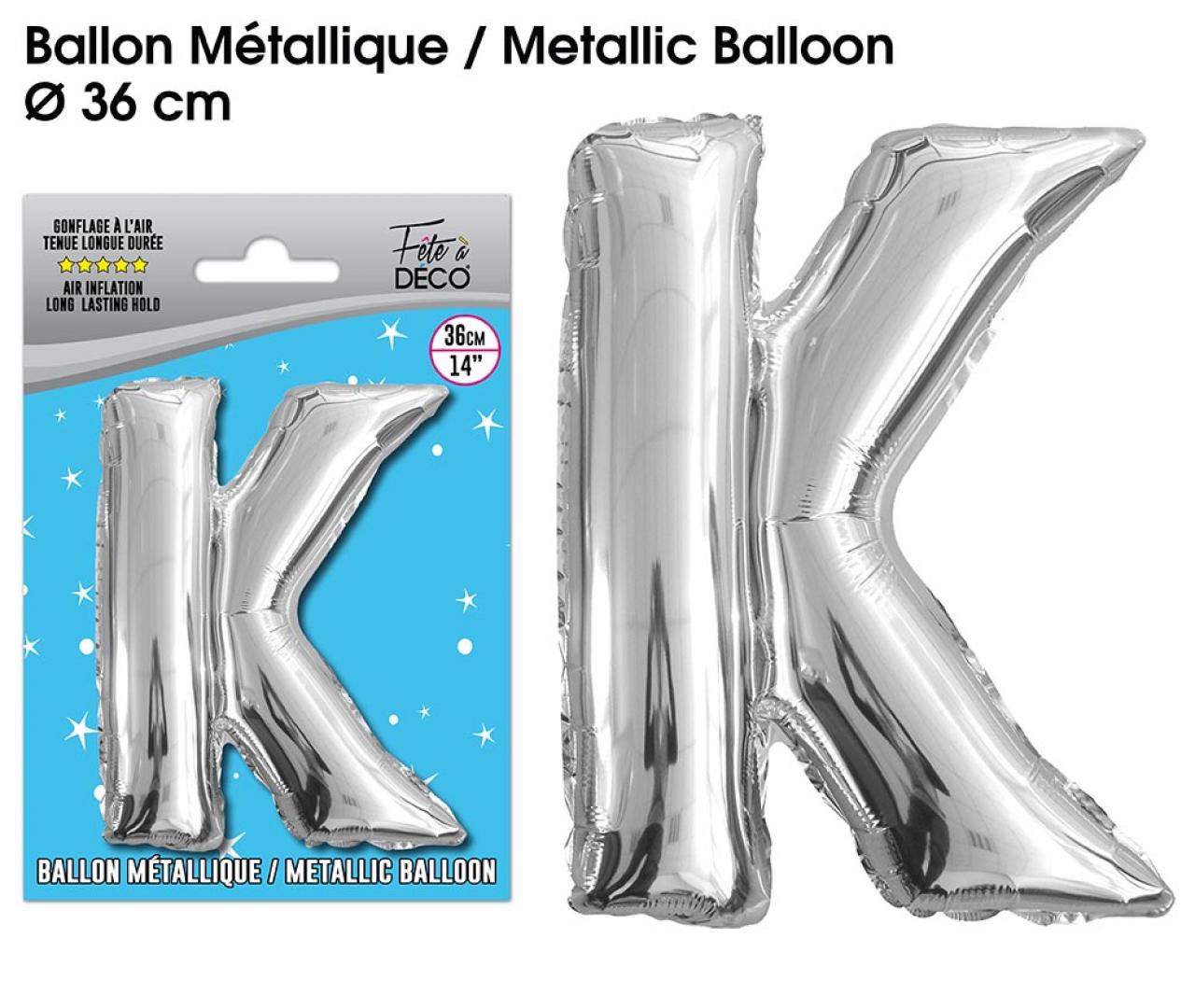 Metallballon Silber Buchstaben K