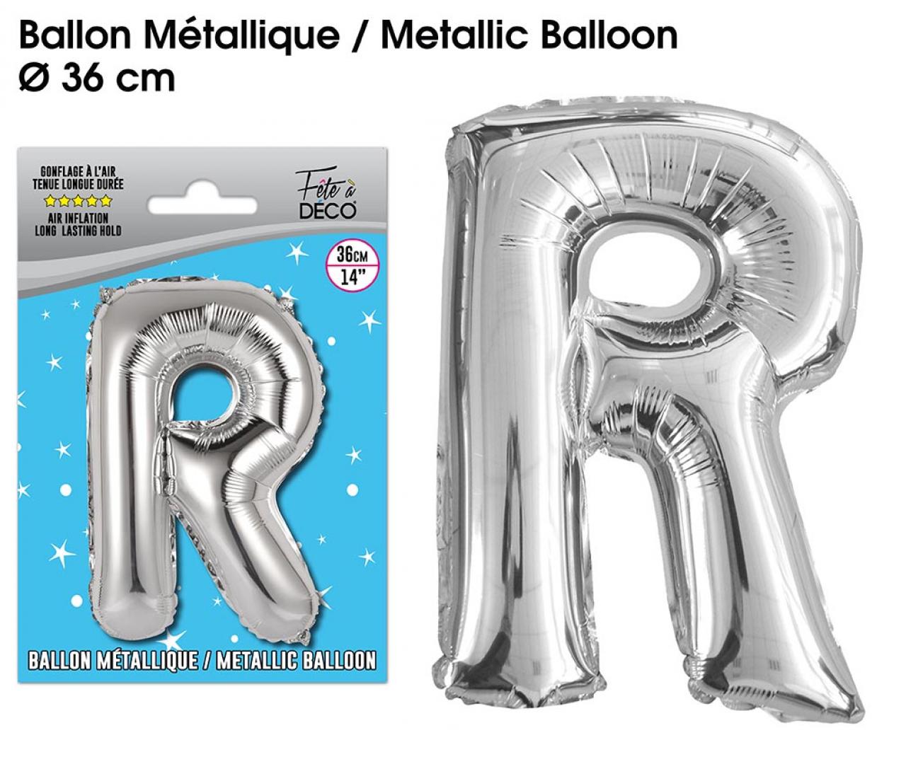 Ballon métallique Argent Lettres R