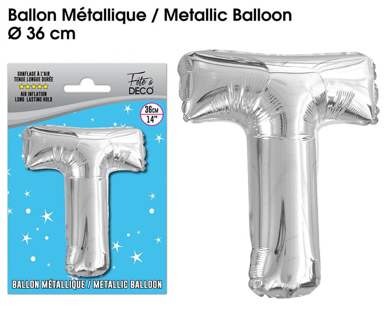 Ballon métallique Argent Lettres T