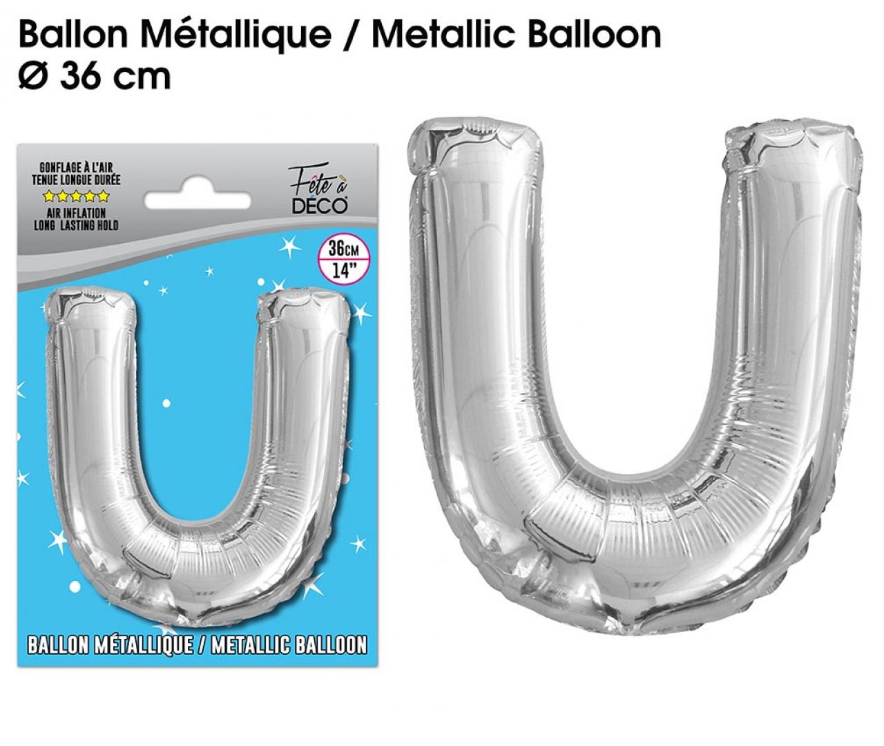 Ballon métallique Argent Lettres U