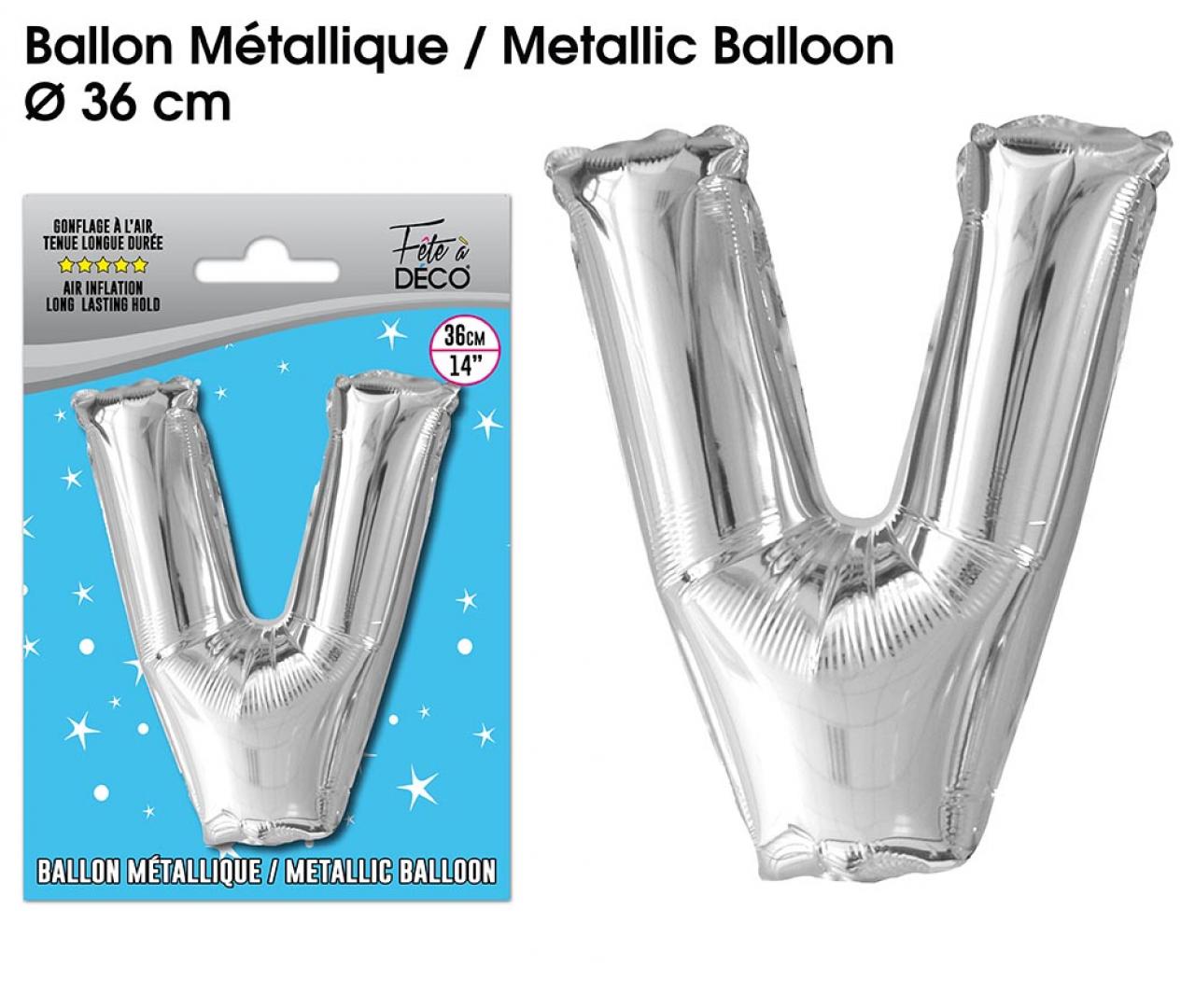 Metallic Ballon Silber Buchstaben V