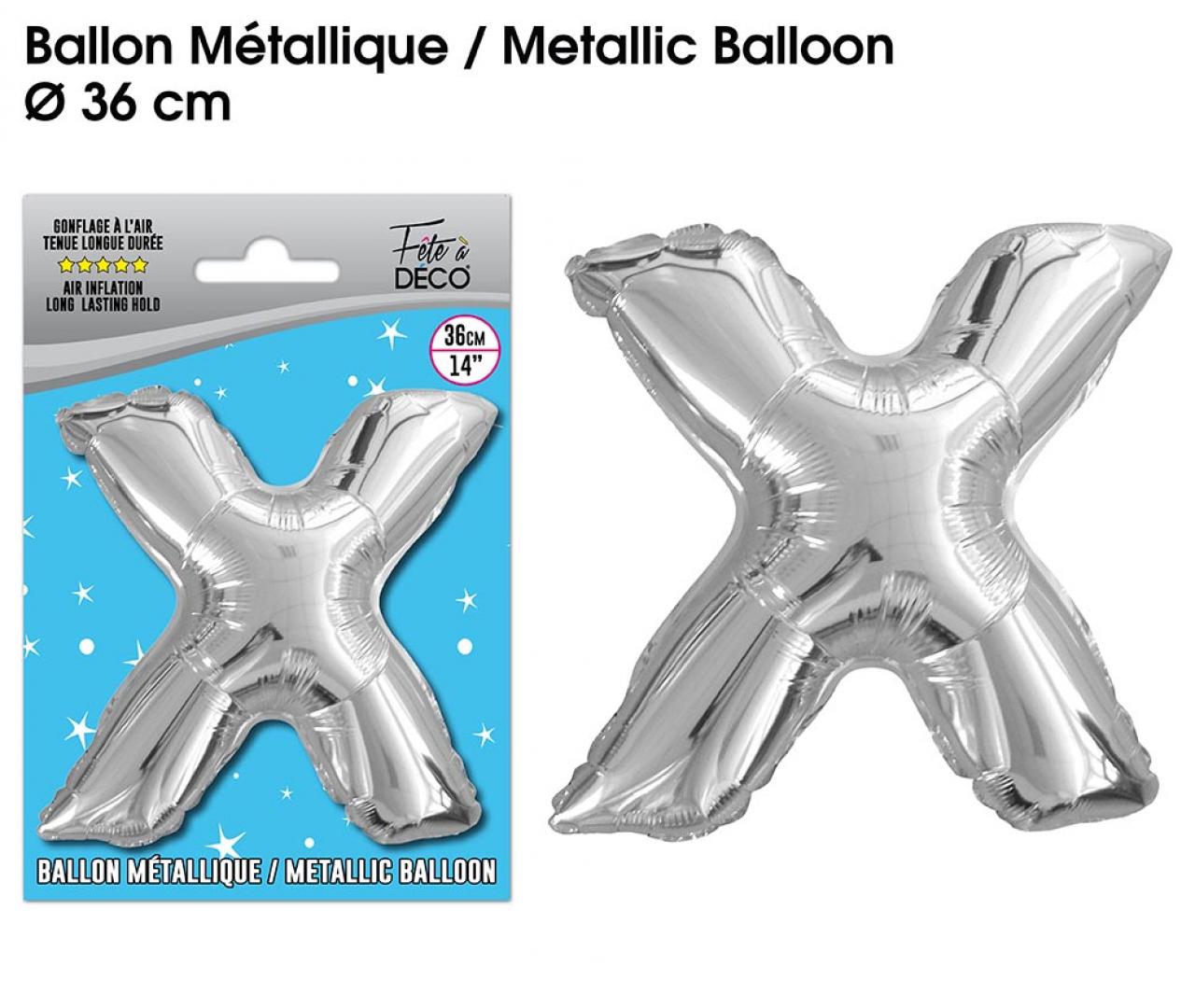 Ballon métallique Argent Lettres X