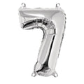 Folienballon - 88 cm - silber - Ziffer 7
