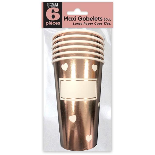 Becher MAXI 50cl x6 Herz Roségold