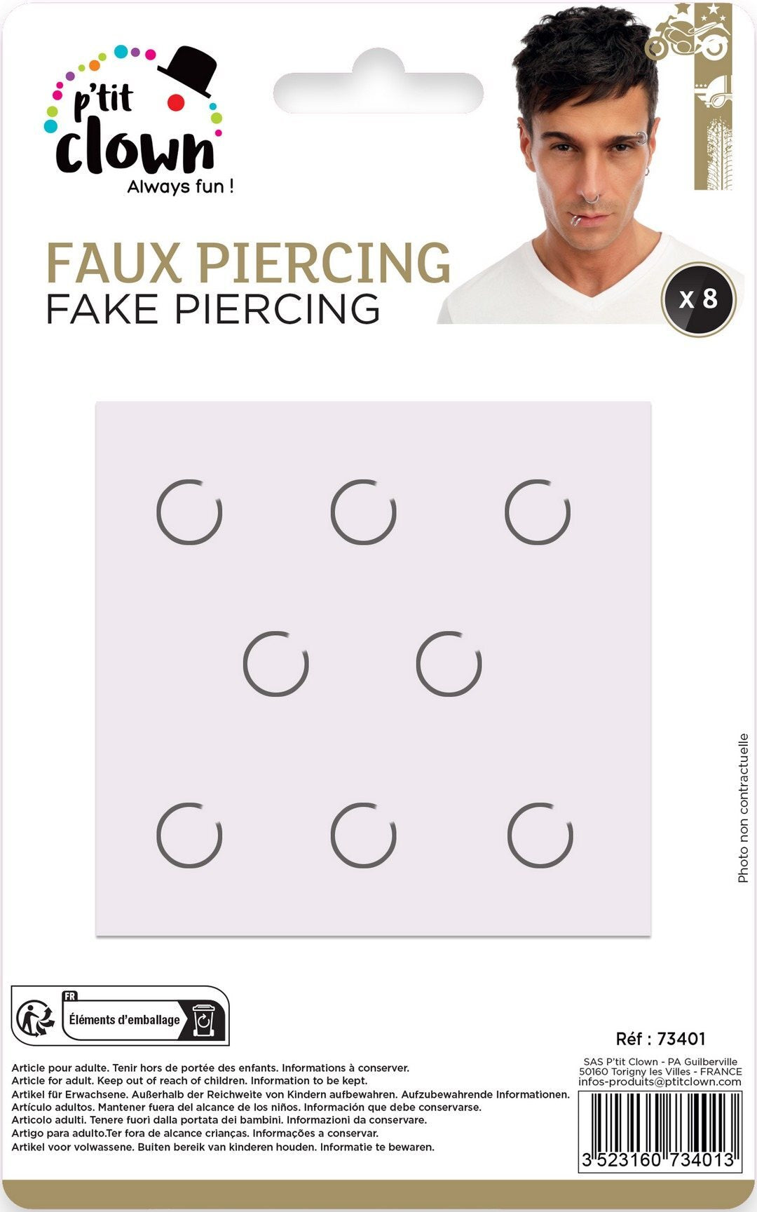 Fake Piercing - 8er-Set