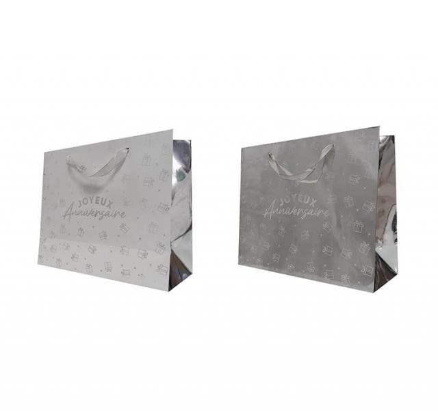 Tasche Modell Mittel Happy Birthday Silber