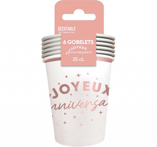 Becher 25cl x6 Metallic Roségold Geburtstag