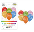 Sachet 6 ballons Métallisés Multicolores Joyeux Anniversaire