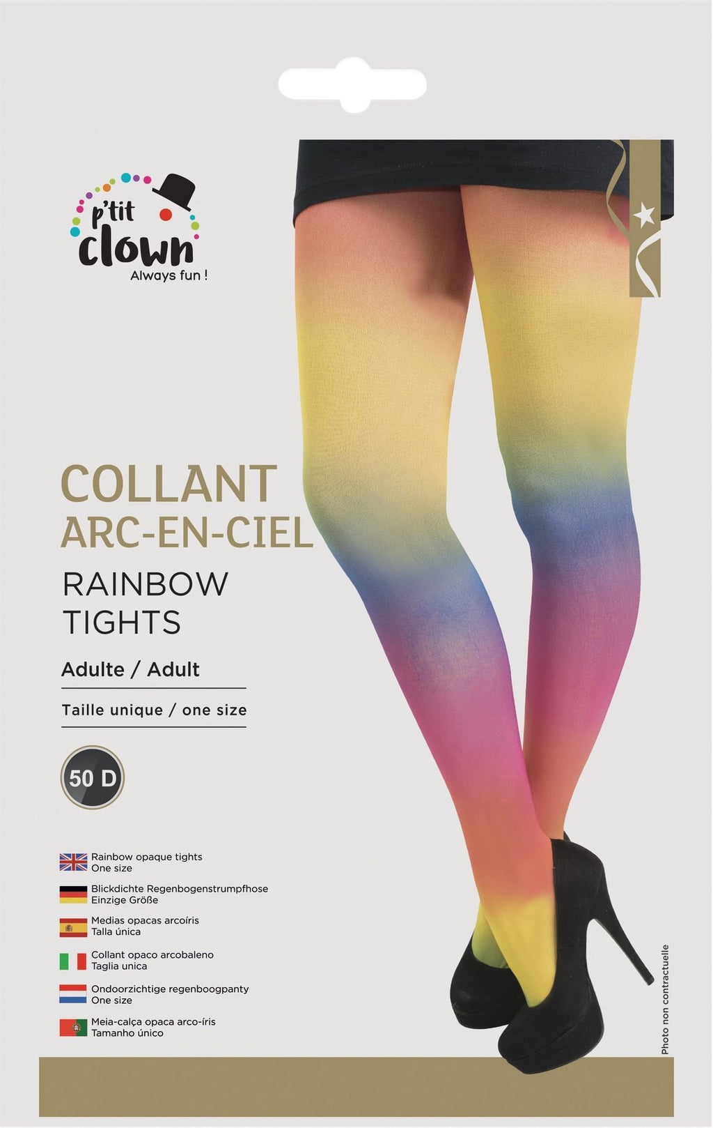 Regenbogenfarbene blickdichte Strumpfhose