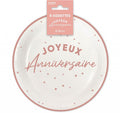 Assiettes x 8 anniversaire 18 cm rose gold