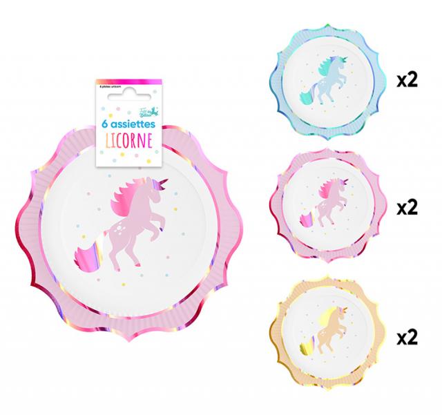ASSIETTES 20CM X6 LICORNE