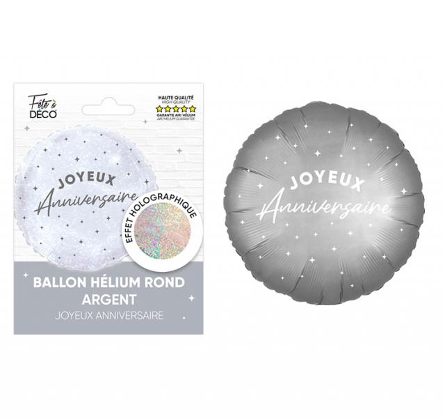 Runder Happy Birthday Metallballon SILBER