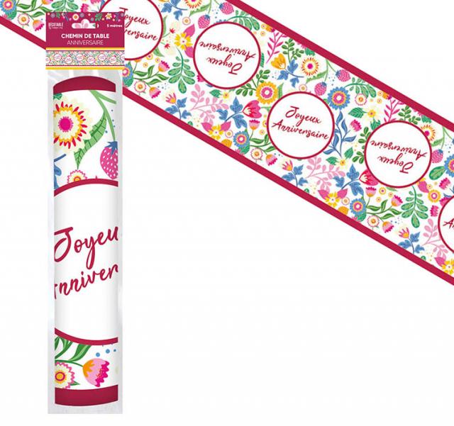 FLORAL NON-WOVEN TABLE RUNNER 5M